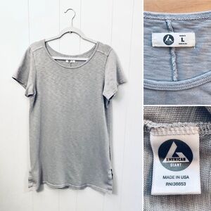 American Giant Tshirt Gray Elevated Basic 100% Cotton Scoop Neck Women’s Large